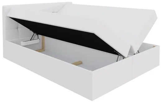 Pat matrimonial Boxspring 180 cm Cinara (piele ecologică soft 011 (Negru). 1054111
