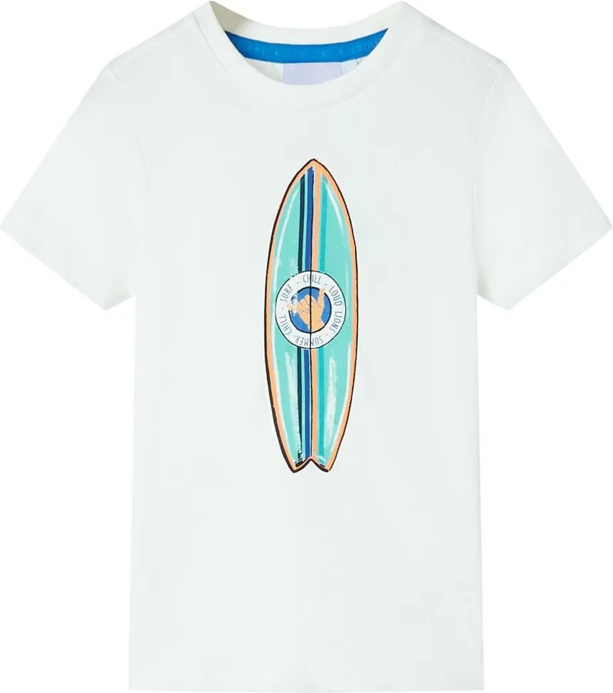 vidaXL Tricou pentru copii cu mâneci scurte, ecru, 128
