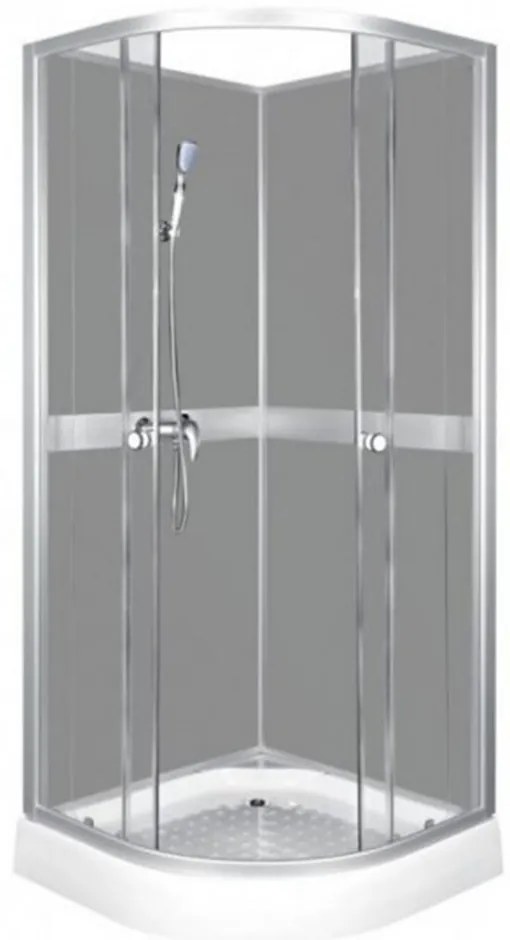 Cabină de duș CLASSIC 80 GREY cu perete posterior, cădiță și baterie