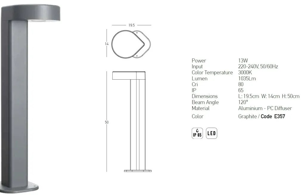 Stalp LED iluminat exterior modern IP65 Bernie