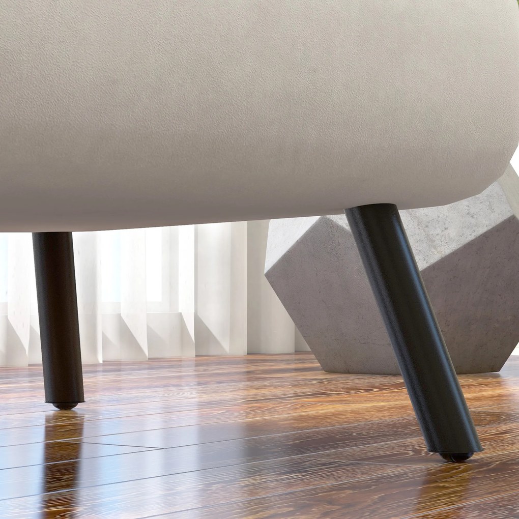 HOMCOM Canapele Extensibile Individuală Alb Crem 63x73x81 cm cu Pernă Extensibilă pe 5 Nivele | Aosom Romania