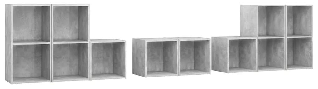 Set de dulapuri TV, 8 piese, gri beton, PAL 1, Gri beton