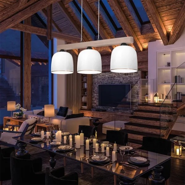 Lustră pe cablu NONNA 3xE27/60W/230V stejar/alb/auriu Kolarz A1352.83.Au