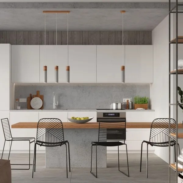 Lustră pe cablu ZANE 2xGU10/40W/230V beton/lemn Sollux SL.0966