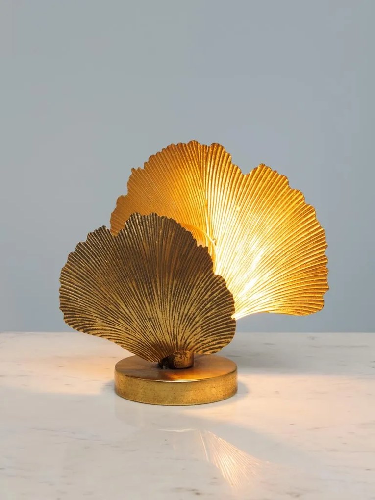 Lampa de masa, auriu, din metal, Ginkgo Leaves