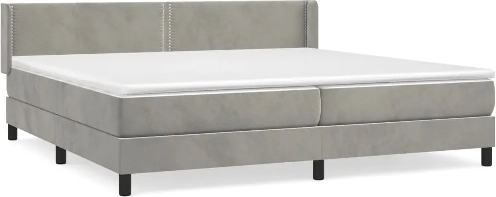 vidaXL Pat box spring cu saltea, gri deschis, 200x200 cm, catifea
