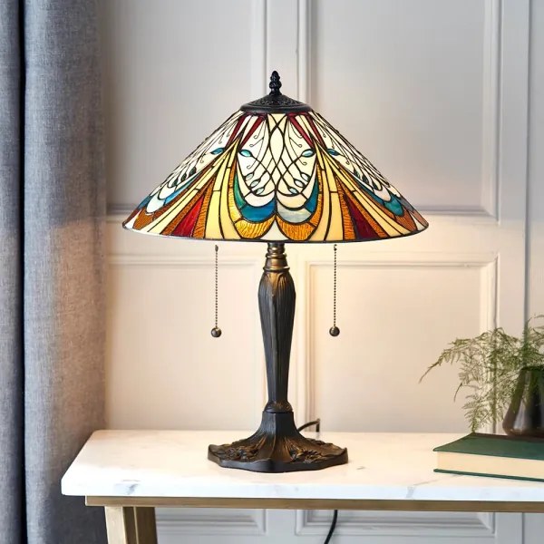 Endon 64163 - Lampă de masă Tiffany HECTOR, 2x E27/60W/230V, Ø 40 cm