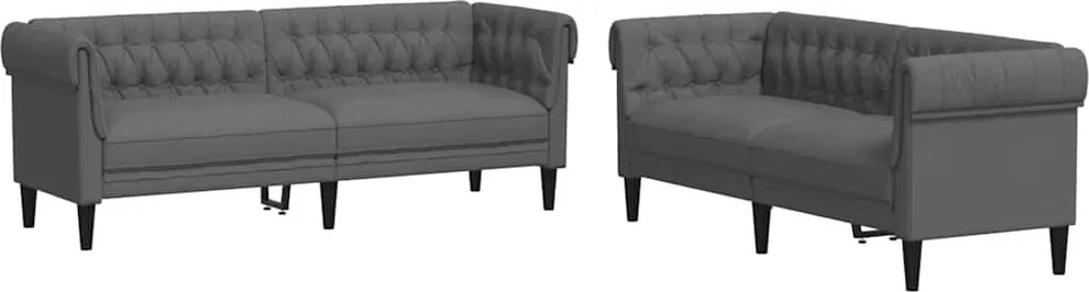 vidaXL Canapea pentru living 2 pcs Gri închis țesătură