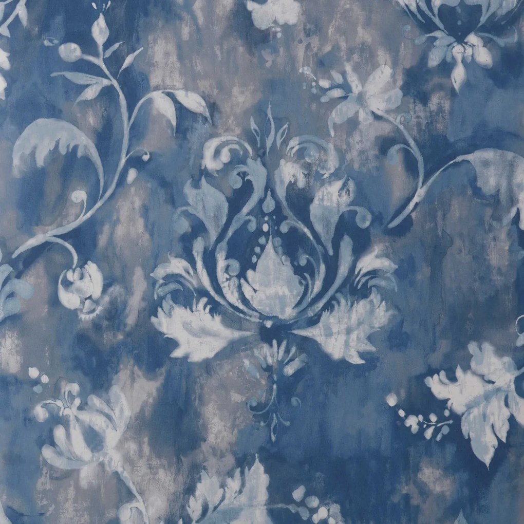 Tapet Ornamenta, Indigo Blue Luxury Damask, 1838 Wallcoverings, 5.3mp / rola