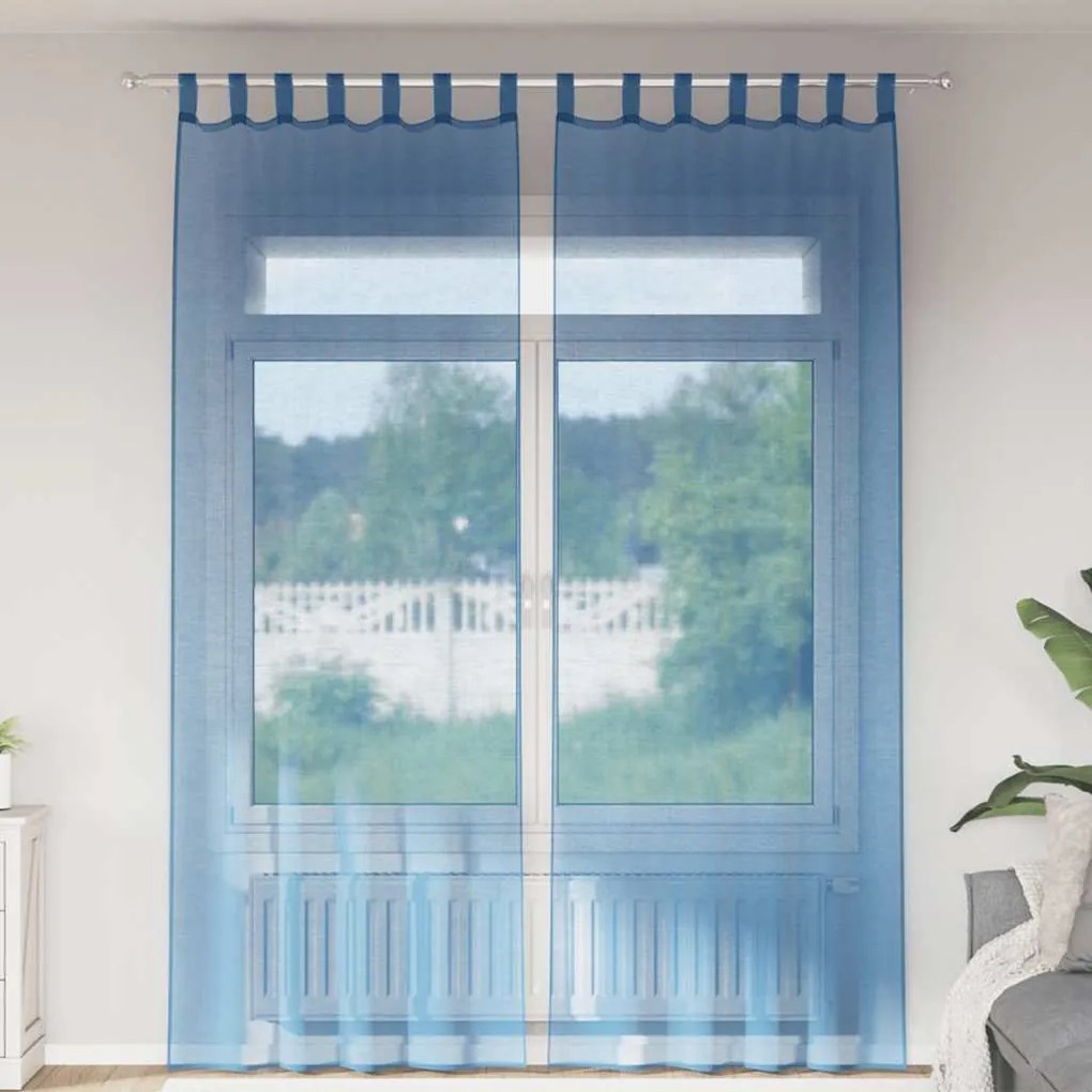 vidaXL Perdele Voile cu Bucle 2 buc Albastru Regal 140x260 cm