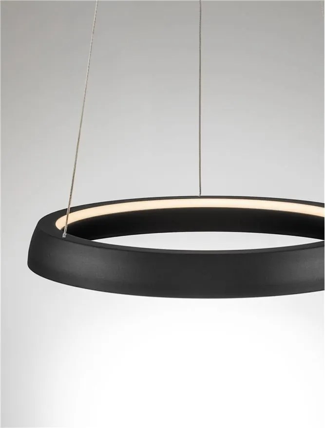 Lustra circulara aluminiu negru LED CCT OVIA 45cm