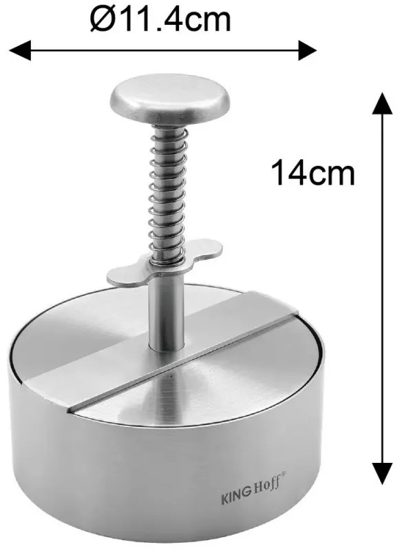 Presa pentru burgeri Kinghoff KH 1879, Otel inoxidabil, Diametru 11,4 cm, Inox