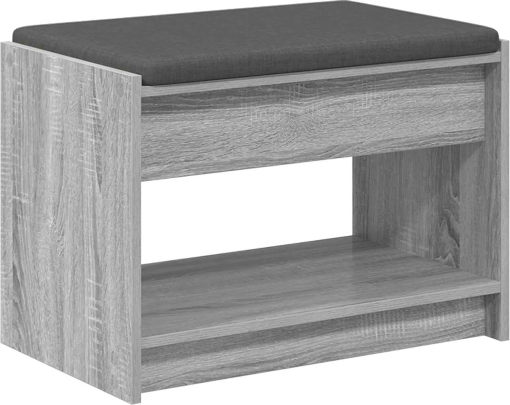vidaXL Bancă pentru hol cu pernă cu raft Sonoma gri 63 x 38 x 45 cm