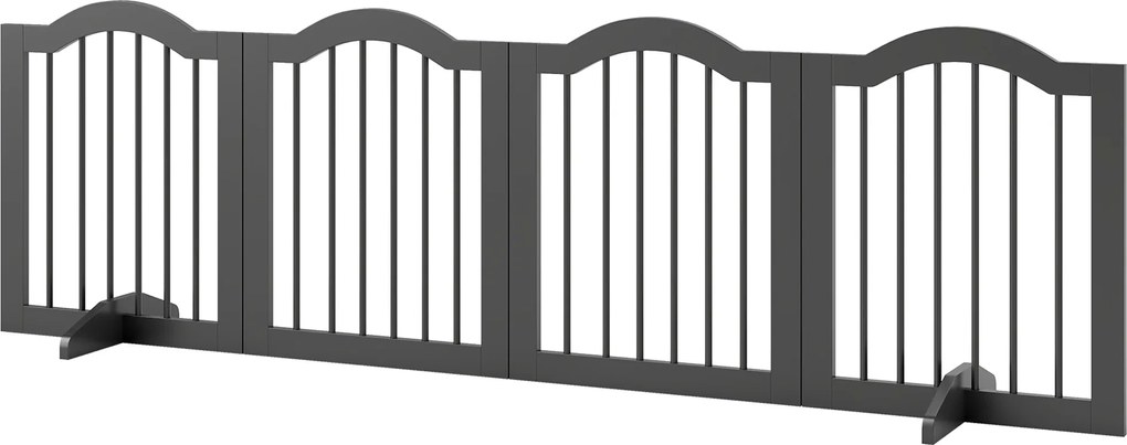 PawHut Barieră pentru câini barieră de protecție autoportantă cu picioare, barieră pliabilă pentru câini, 4 panouri, 208 x 29,5 x 61 cm, Negru | Aosom Romania