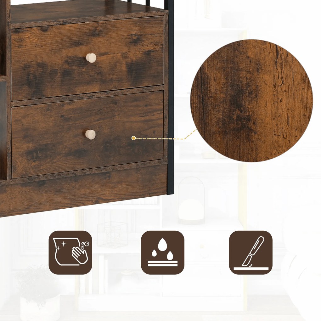 Librărie industrială cu 6 rafturi, Negru+Maro | Aosom Romania