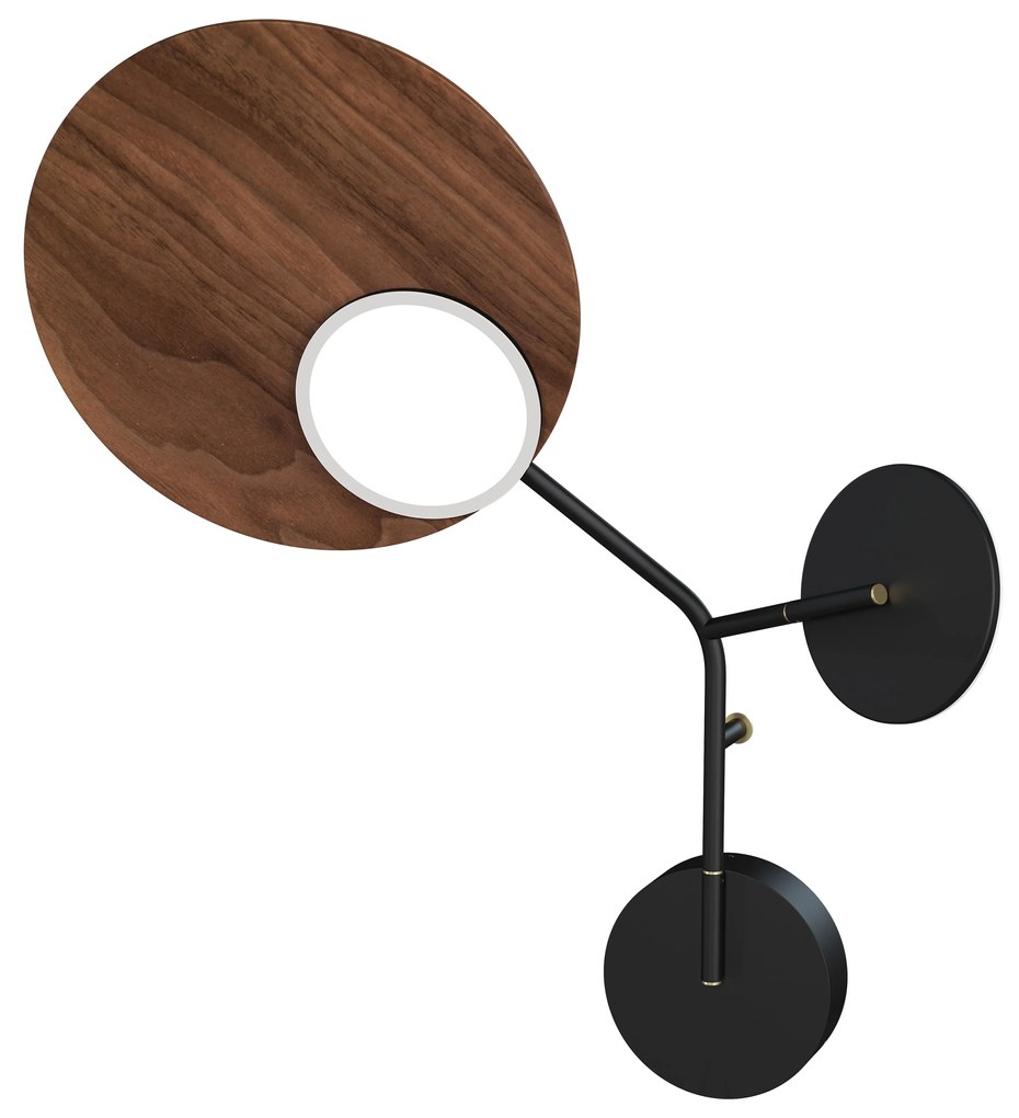 Lampă de perete Ballon 3 left, mai multe variante - TUNTO Model: cadre și parte fixă ​​​​negre, panou de lemn nuc