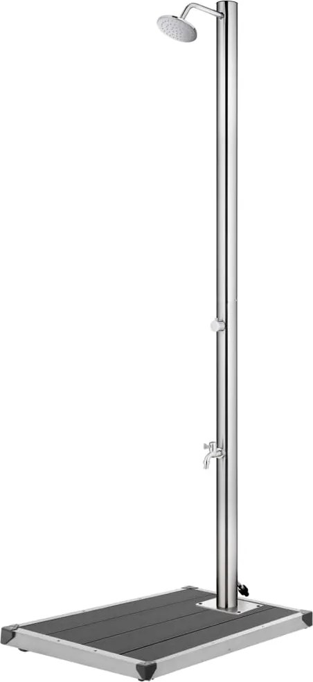 vidaXL Duș de grădină cu bază gri, 220 cm, oțel inoxidabil
