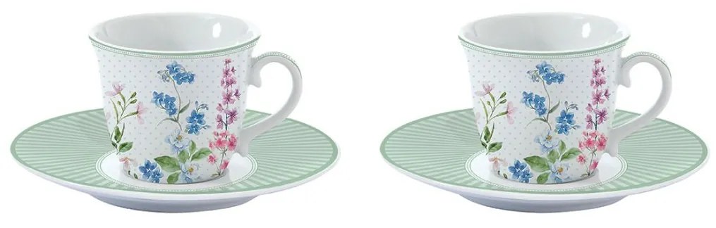 Set porțelan 2 cești și farfurii 80ml Floraison