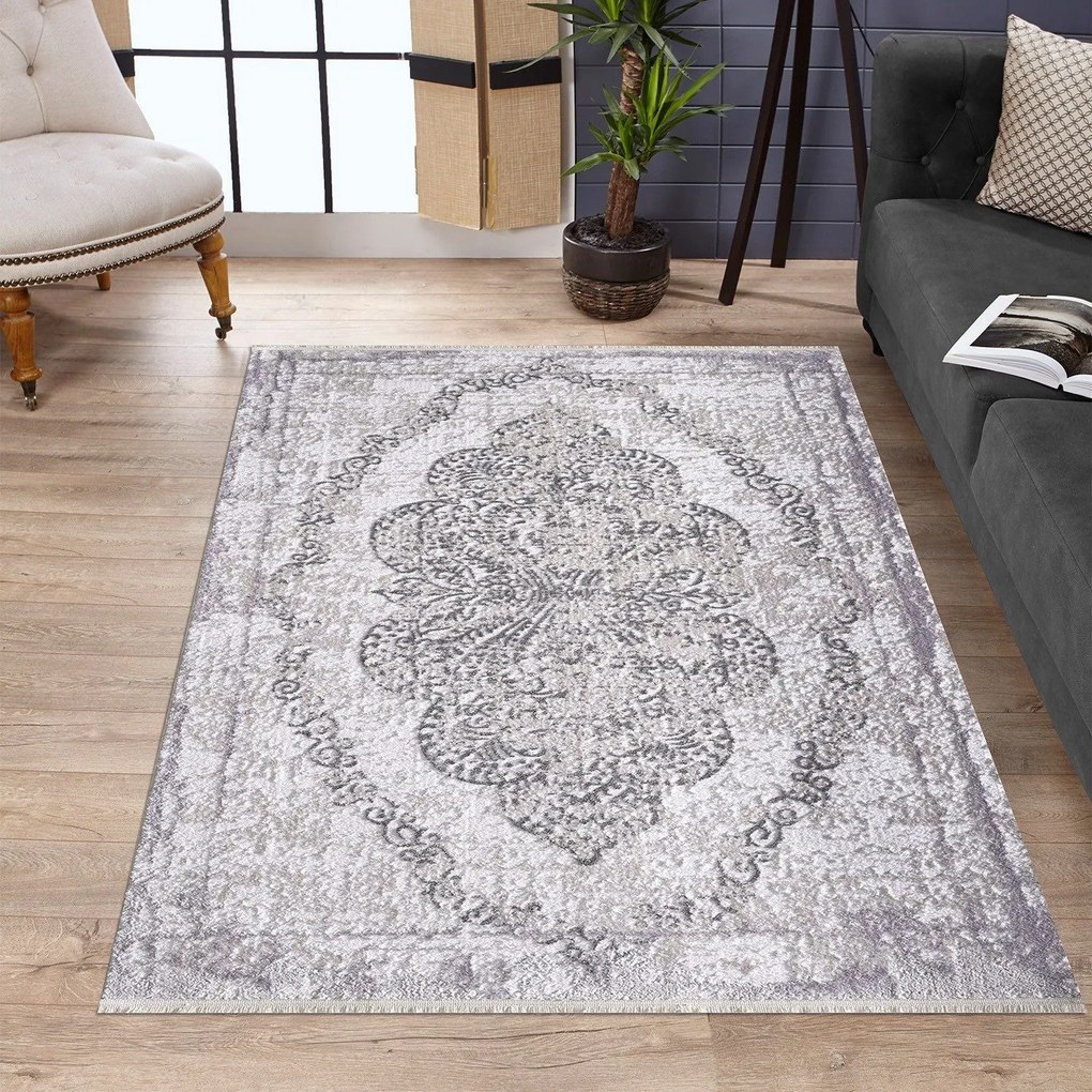 Covor JASMINE 1423, poliester, gri/alb, 160×230 cm