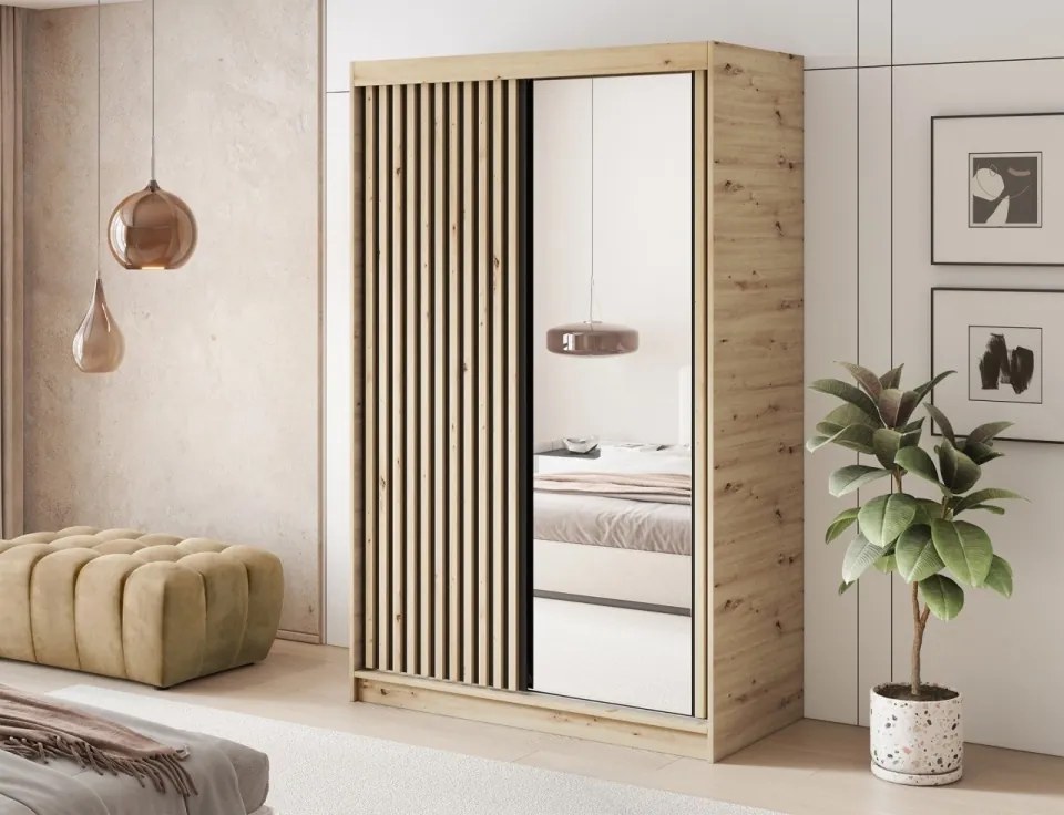 Șifonier cu uși glisante si oglinda, 120x60x204 cm, Emerio II, Eltap