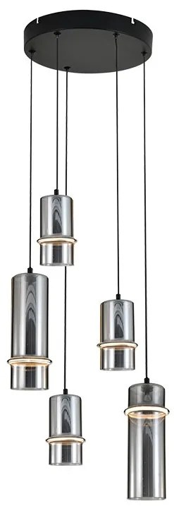 Lustra cu 5 pendule LED, SMOKE GLASS-BLACK, ZB-2535