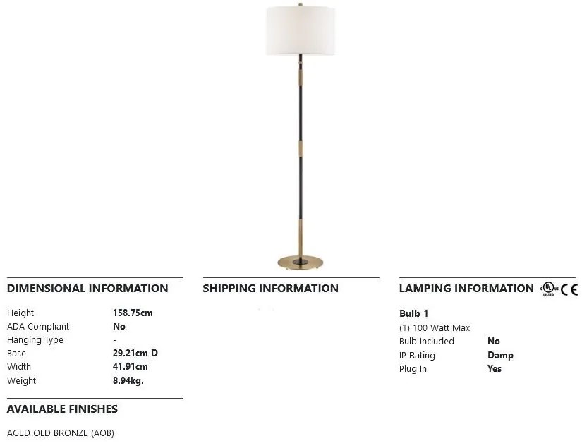 Lampadar, lampa de podea design clasic BOWERY bronz antichizat