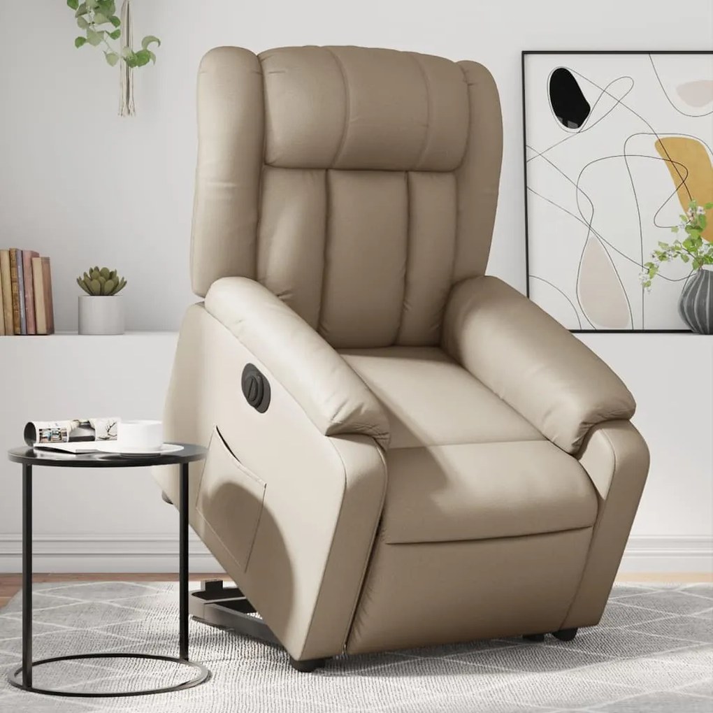 vidaXL Fotoliu rabatabil electric cu ridicare, cappuccino