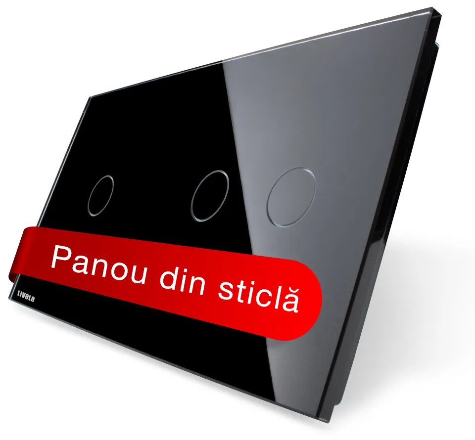 Panou intrerupator simplu+dublu cu touch Livolo din sticla