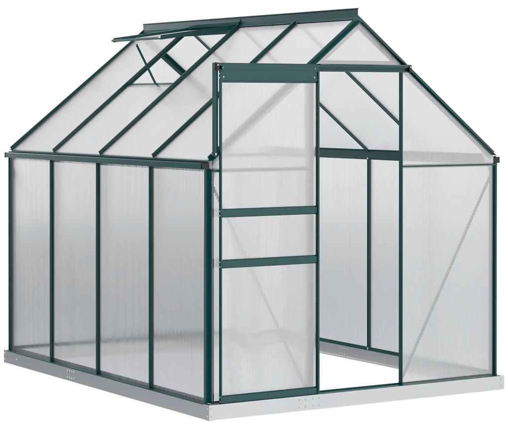 Outsunny Sera pentru plante din aluminiu kit sera de gradina walk-in din policarbonat cu ventilatie, Verde | Aosom RO