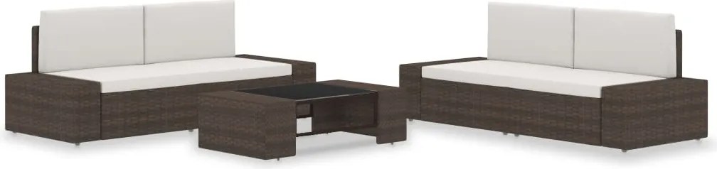 vidaXL Set mobilier de grădină, 5 piese, maro, poliratan