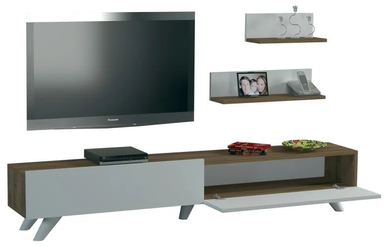 Comoda TV Amerika - Alb, Walnut