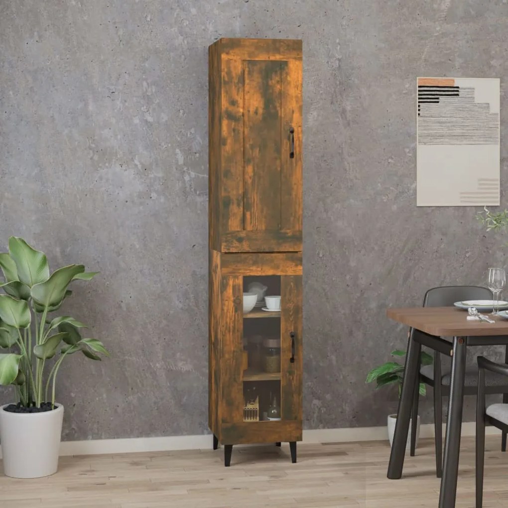 3115513 vidaXL Dulap înalt, stejar fumuriu,35x34x180 , lemn compozit