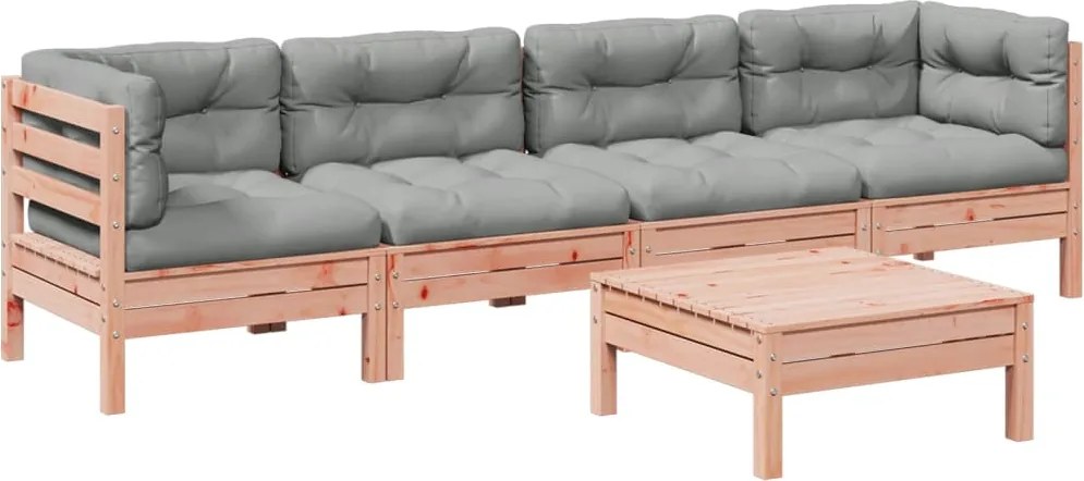 vidaXL Set canapele grădină cu perne, 5 piese, lemn masiv brad douglas