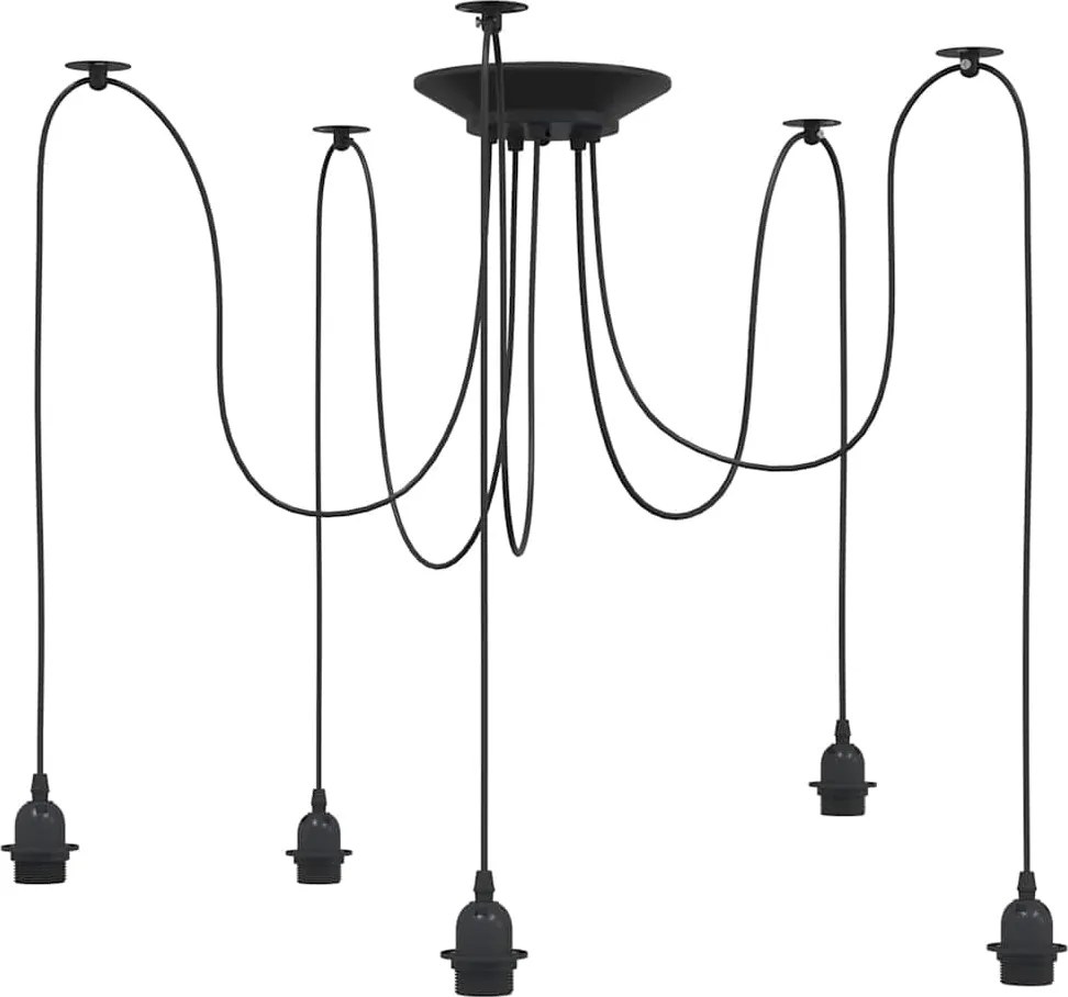 vidaXL Lampă suspendată cu 5 suporturi E27 metal negru