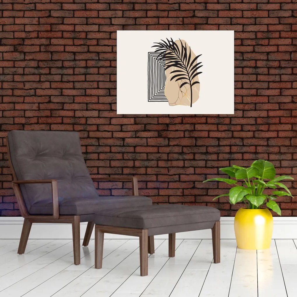 Tablou - Abstracție cu frunze tropicale N⁰3 (70x50 cm)