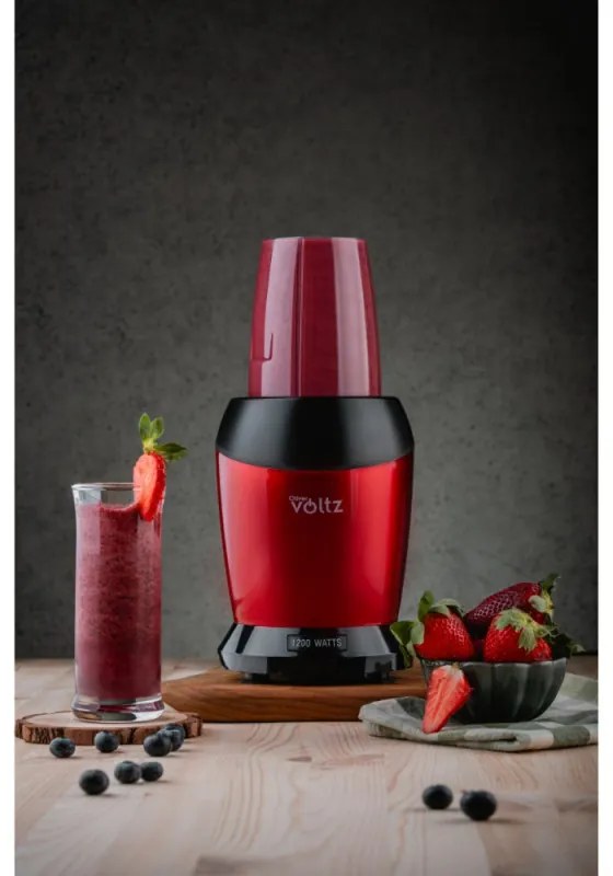 Nutri Blender Oliver Voltz OV51162DR, 1200 W, 2 pahare, Fara BPA, 1L/800 ml, Zdrobire gheata, Rosu