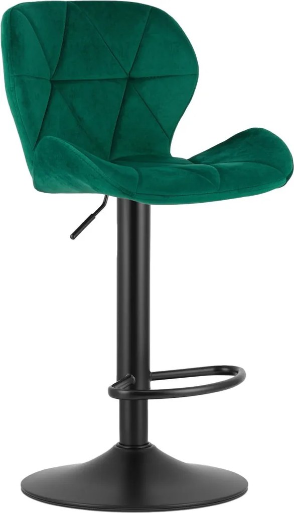 OFERTA Scaun de bar cu picior negru WEST VELVET, verde II. calitate