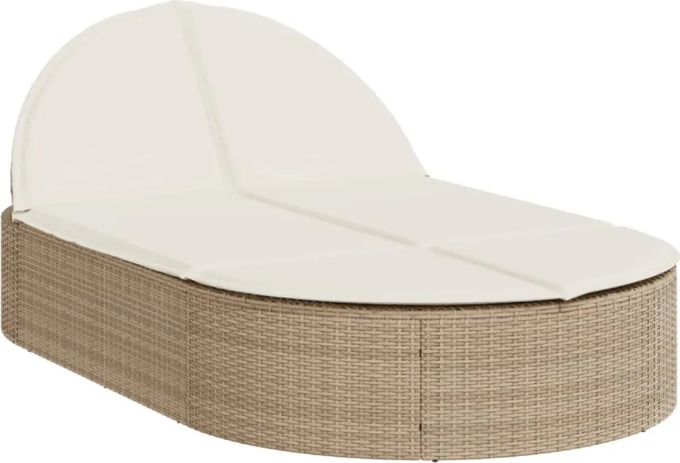 vidaXL Șezlong dublu cu perne, bej, poliratan