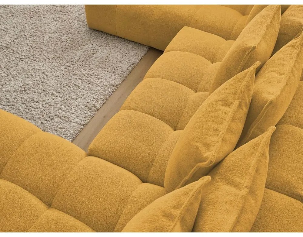 Colțar galben muștar extensibil/cu spațiu de depozitare cu tapițerie din chenille (cu colț pe partea stângă/în formă de "U") Everest – Bobochic Paris