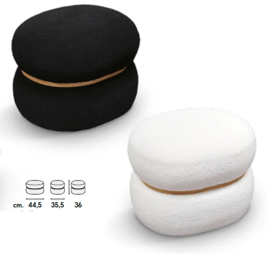 Taburet Mara ,structura Mdf si blana artificiala - NEGRU - H 36 cm / L 44,5 cm / 35,5c m