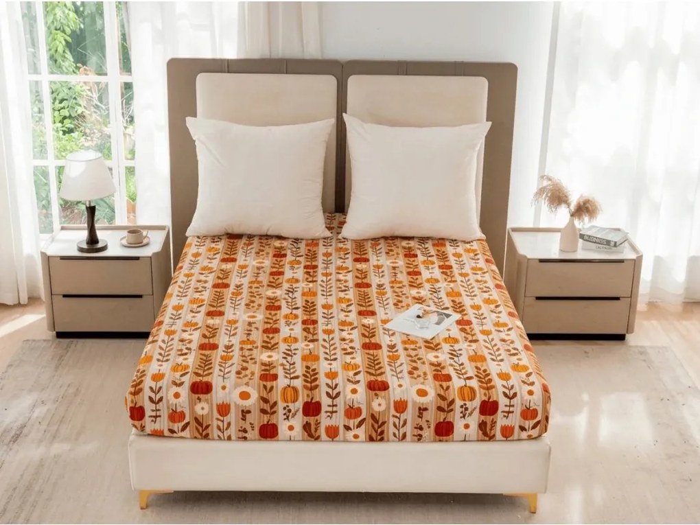 Cearsaf din microfibra PUMPKIN STRIPES colorat 180x200 cm