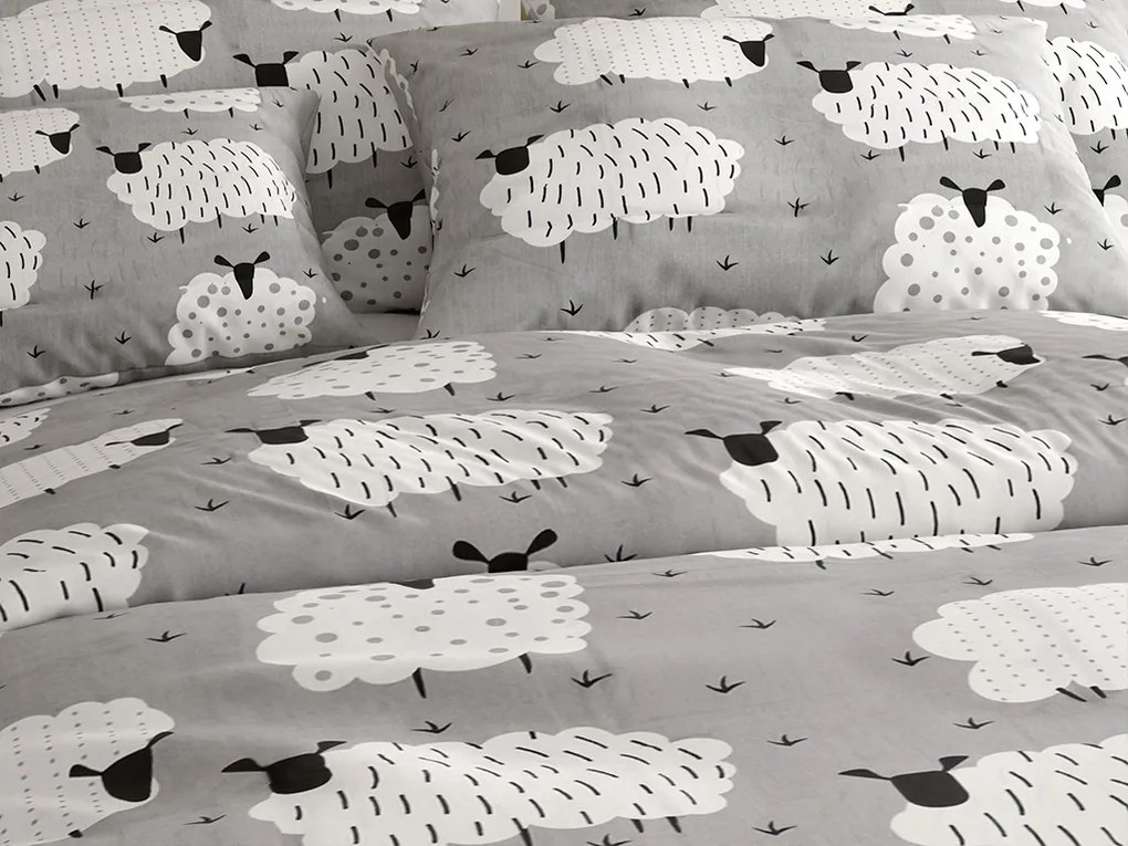 Lenjerie de pat din bumbac SHEEP POLY gri Dimensiune lenjerie de pat: 70 x 90 cm | 140 x 200 cm