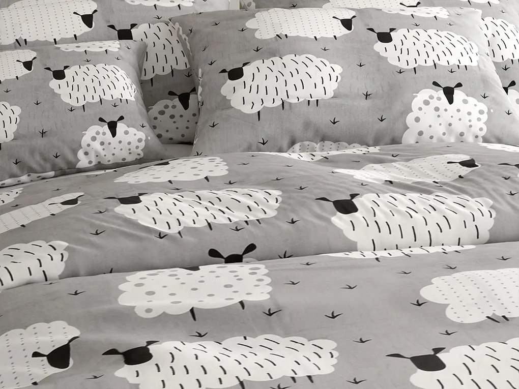 Lenjerie de pat policoton SHEEP POLY gri Dimensiune lenjerie de pat: 70 x 90 cm | 140 x 220 cm