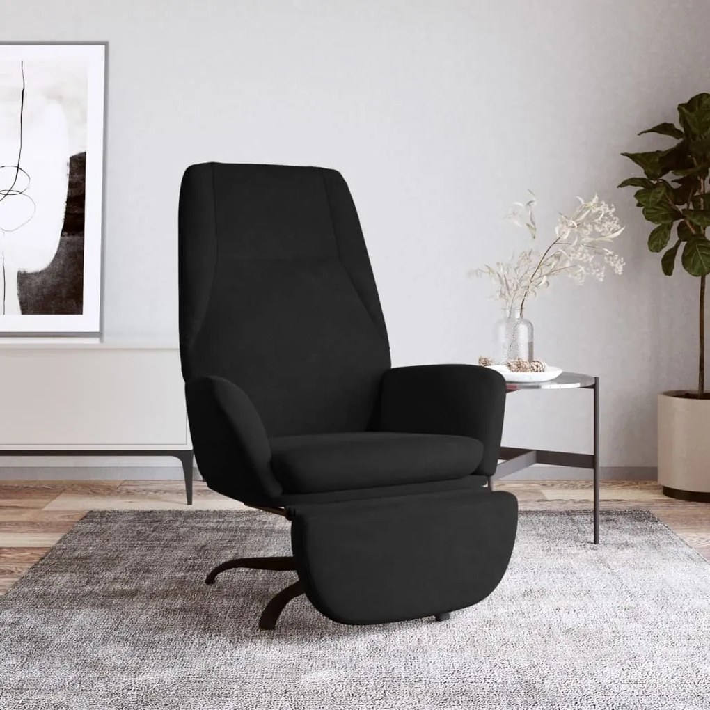 3097854 vidaXL Scaun de relaxare cu taburet, negru, catifea