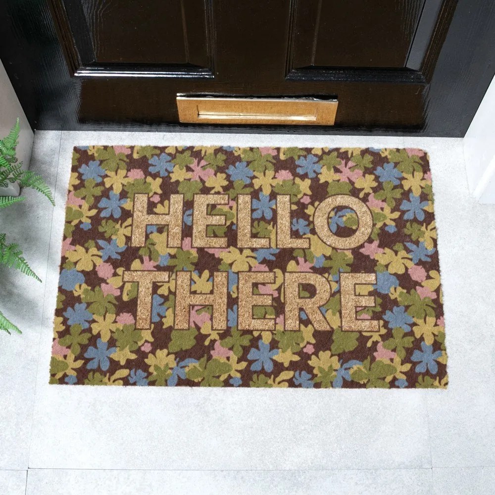 Covoraș de intrare din fibre de nucă de cocos 40x60 cm Hello There – Artsy Doormats