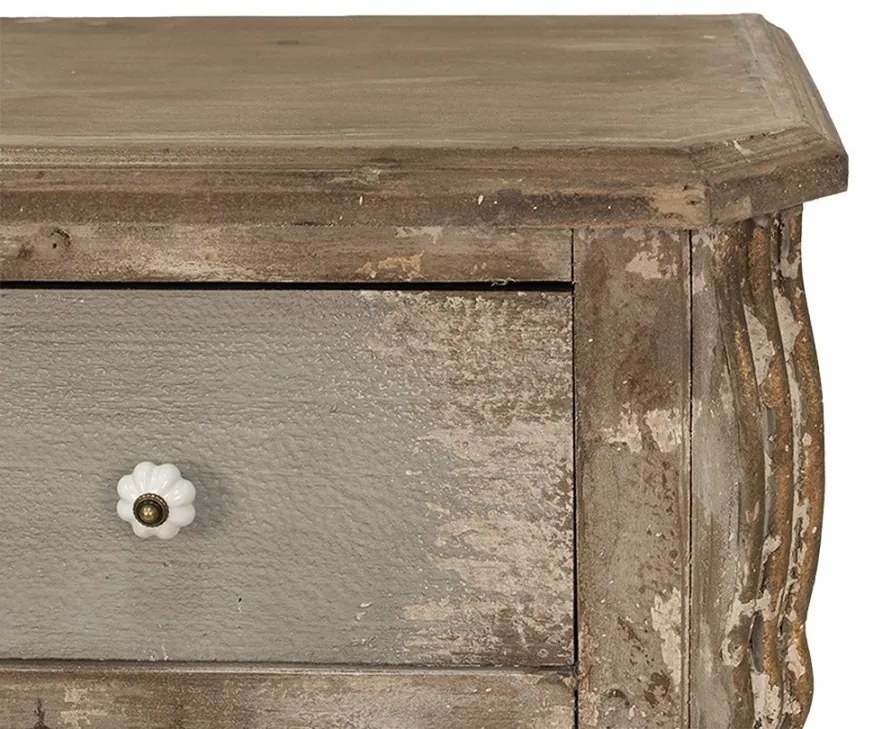 Comoda bej, din lemn masiv, aspect vintage, 3 sertare, Beauclair