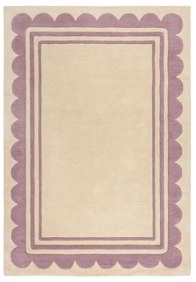 Covor mov/în culoare naturală țesut manual din lână 120x170 cm Lois Scallop – Flair Rugs