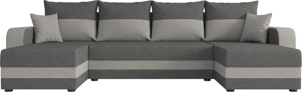 Canapea extensibila de tip U VALERIO 305x140 cm, gri inchis/gri deschis