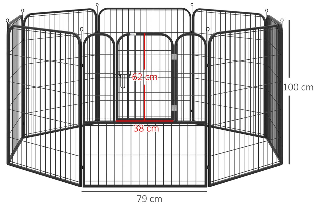 PawHut Tarc Modular Metalic pentru Animale, Flexibil și Ușor de Configurat, Dimensiuni 79x100 cm, Negru | Aosom România