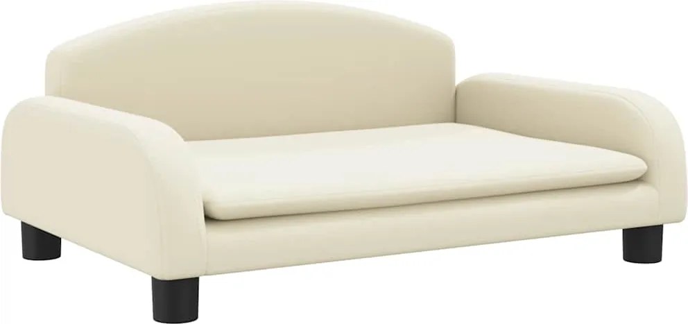 vidaXL Pat de câini, crem, 70x45x30 cm, piele ecologică